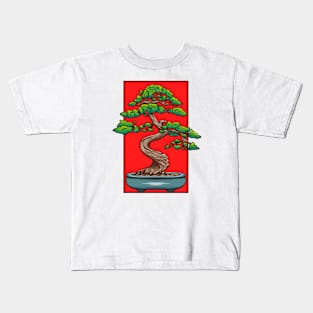 Vintage doodle illustration of Bonsai Tree Kids T-Shirt